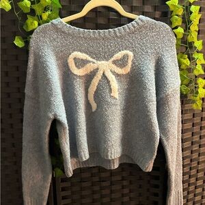 Jessica Simpson Blue Sweater with Cream Bow